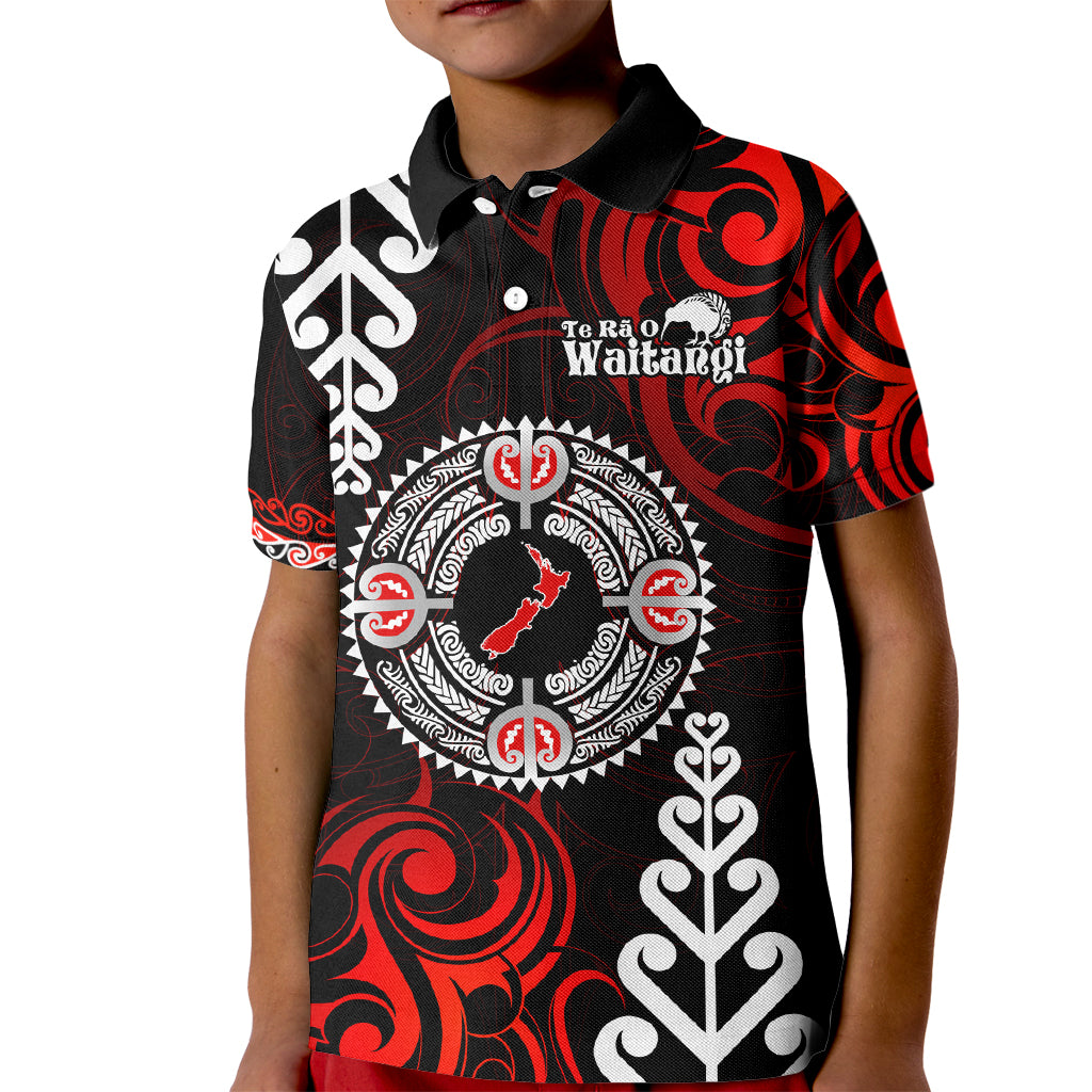 New Zealand Waitangi Day Personalised Kid Polo Shirt Aotearoa Te Ra O Waitangi With Maori Tattoo