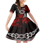 New Zealand Waitangi Day Personalised Kid Short Sleeve Dress Aotearoa Te Ra O Waitangi With Maori Tattoo