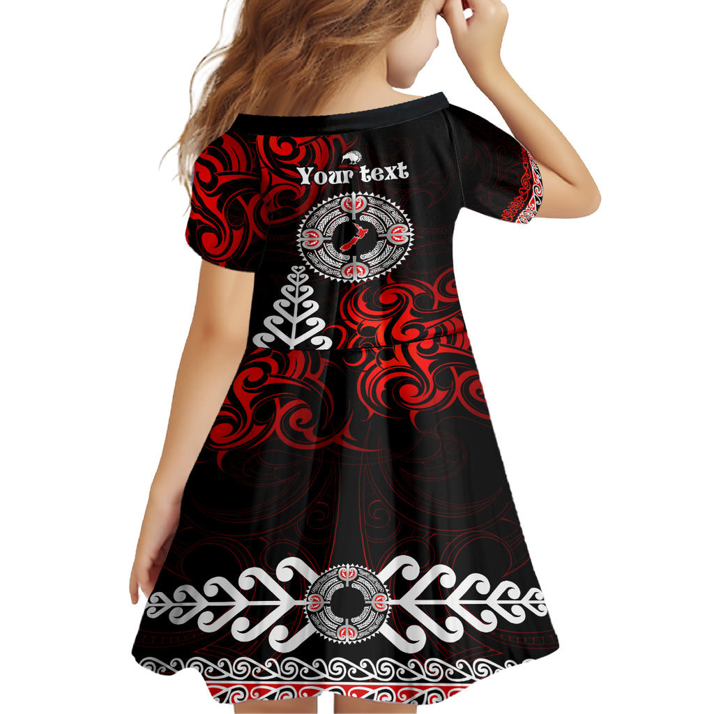 New Zealand Waitangi Day Personalised Kid Short Sleeve Dress Aotearoa Te Ra O Waitangi With Maori Tattoo
