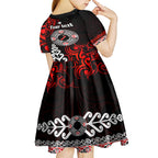 New Zealand Waitangi Day Personalised Kid Short Sleeve Dress Aotearoa Te Ra O Waitangi With Maori Tattoo