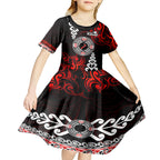 New Zealand Waitangi Day Personalised Kid Short Sleeve Dress Aotearoa Te Ra O Waitangi With Maori Tattoo