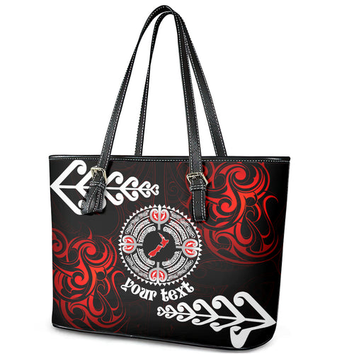 New Zealand Waitangi Day Personalised Leather Tote Bag Aotearoa Te Ra O Waitangi With Maori Tattoo