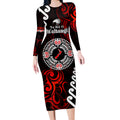 New Zealand Waitangi Day Personalised Long Sleeve Bodycon Dress Aotearoa Te Ra O Waitangi With Maori Tattoo