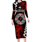 New Zealand Waitangi Day Personalised Long Sleeve Bodycon Dress Aotearoa Te Ra O Waitangi With Maori Tattoo