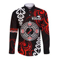 New Zealand Waitangi Day Personalised Long Sleeve Button Shirt Aotearoa Te Ra O Waitangi With Maori Tattoo