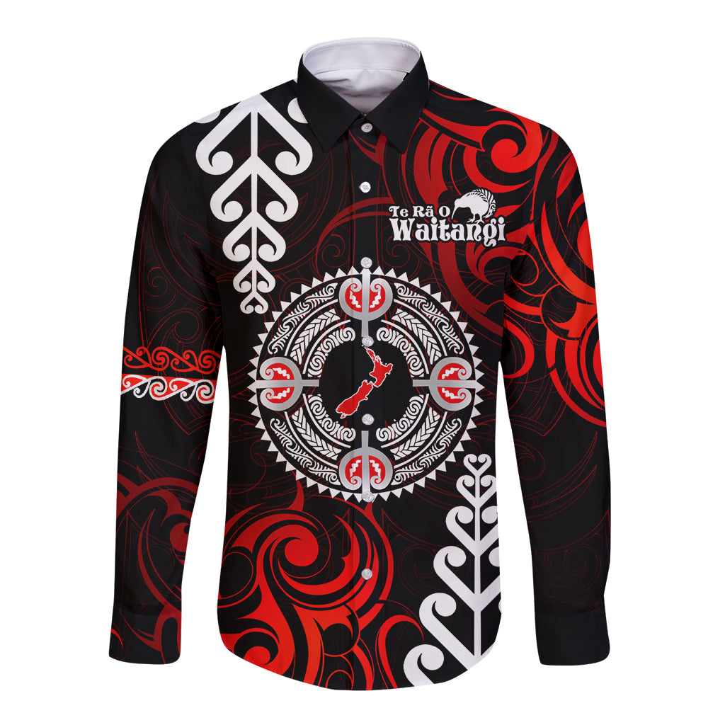 New Zealand Waitangi Day Personalised Long Sleeve Button Shirt Aotearoa Te Ra O Waitangi With Maori Tattoo