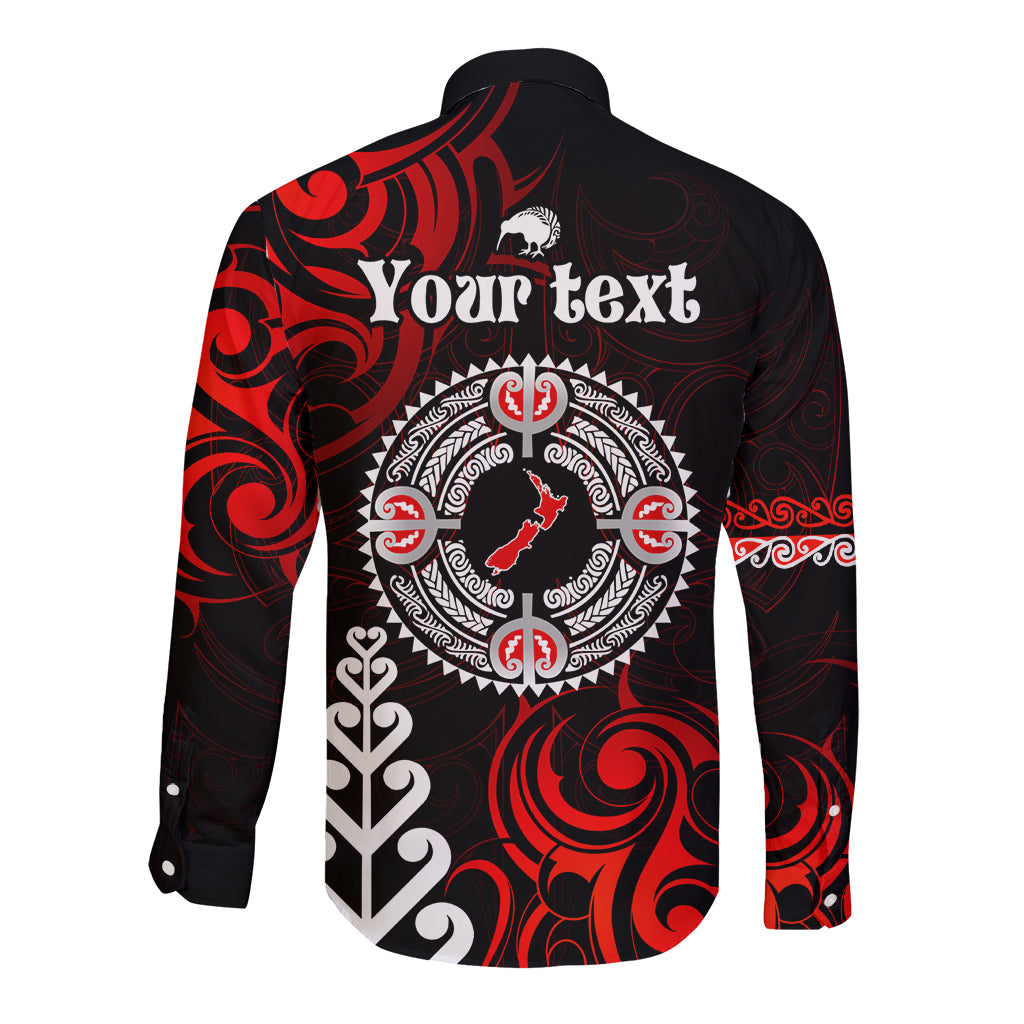New Zealand Waitangi Day Personalised Long Sleeve Button Shirt Aotearoa Te Ra O Waitangi With Maori Tattoo