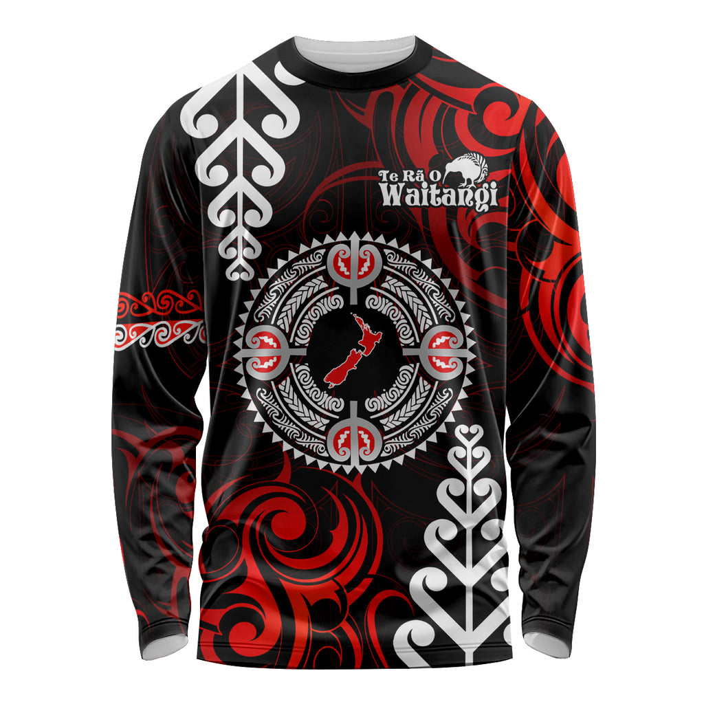 New Zealand Waitangi Day Personalised Long Sleeve Shirt Aotearoa Te Ra O Waitangi With Maori Tattoo