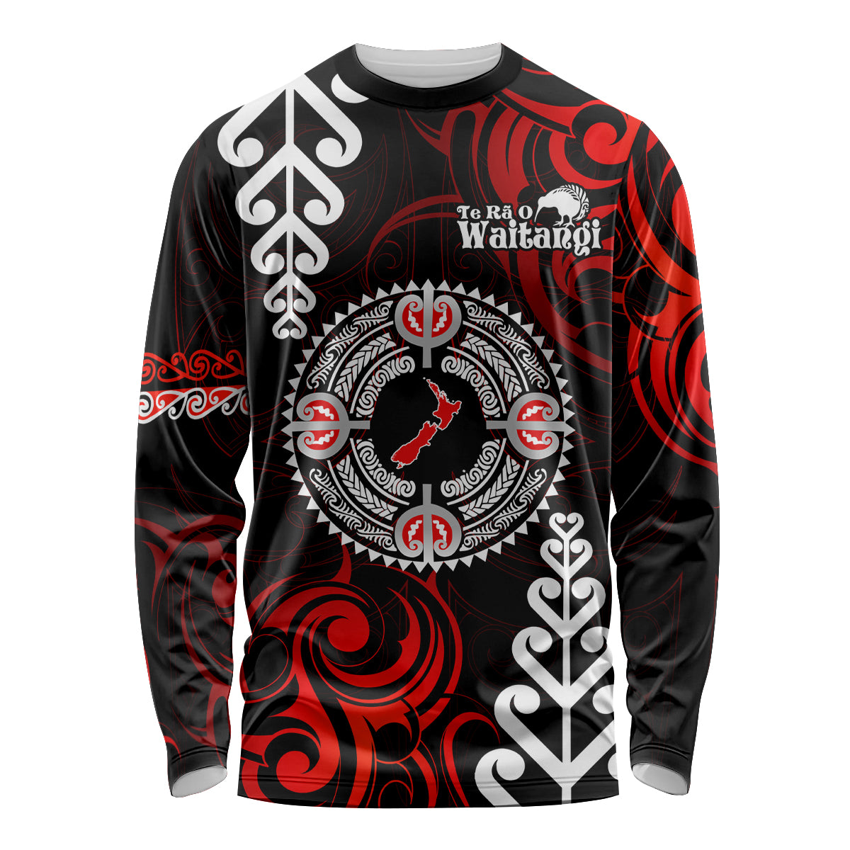 New Zealand Waitangi Day Personalised Long Sleeve Shirt Aotearoa Te Ra O Waitangi With Maori Tattoo