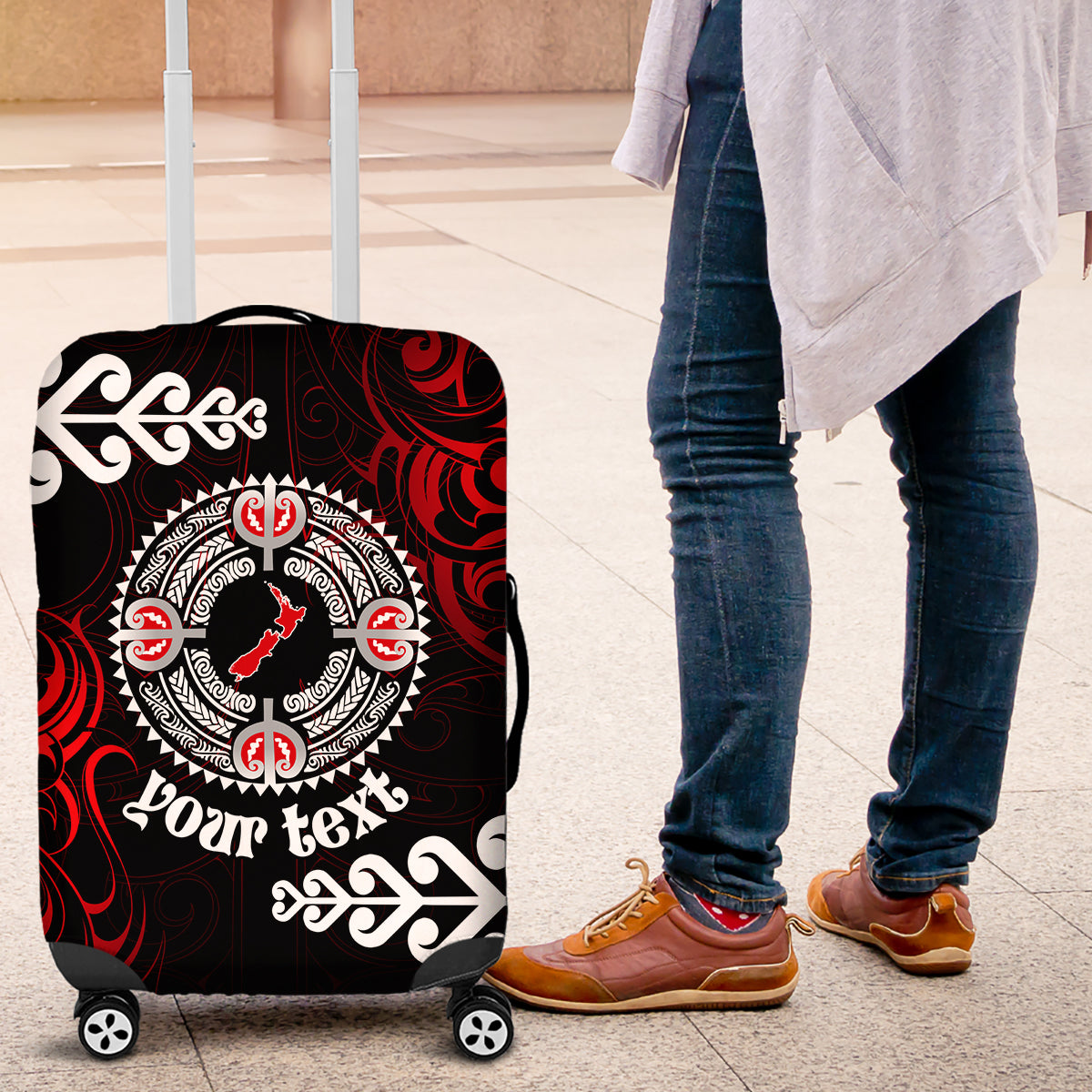 New Zealand Waitangi Day Personalised Luggage Cover Aotearoa Te Ra O Waitangi With Maori Tattoo