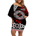 New Zealand Waitangi Day Personalised Off Shoulder Short Dress Aotearoa Te Ra O Waitangi With Maori Tattoo