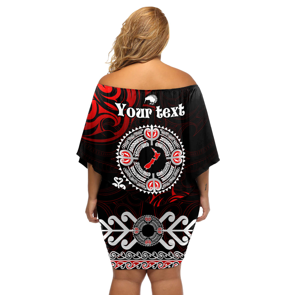New Zealand Waitangi Day Personalised Off Shoulder Short Dress Aotearoa Te Ra O Waitangi With Maori Tattoo