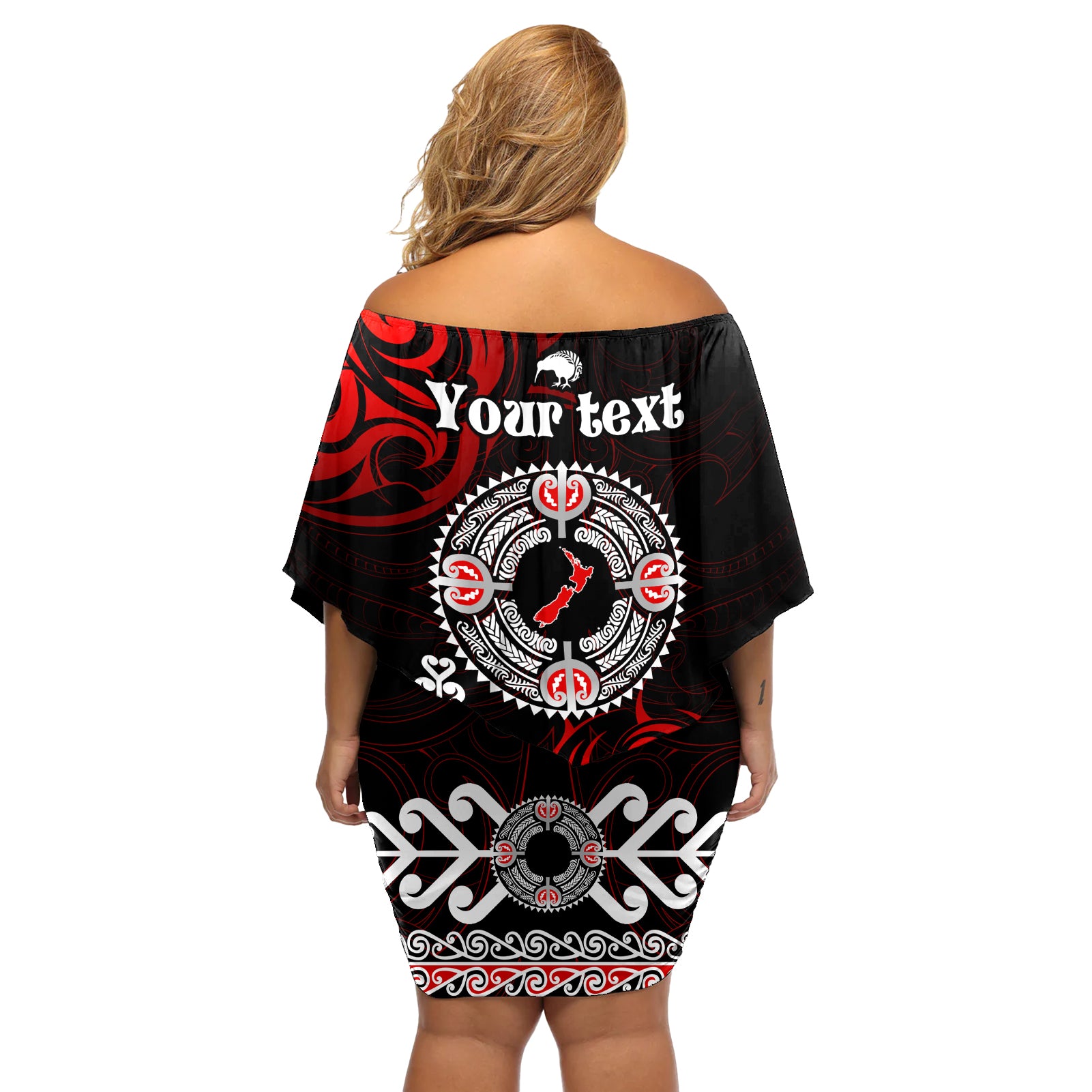 New Zealand Waitangi Day Personalised Off Shoulder Short Dress Aotearoa Te Ra O Waitangi With Maori Tattoo