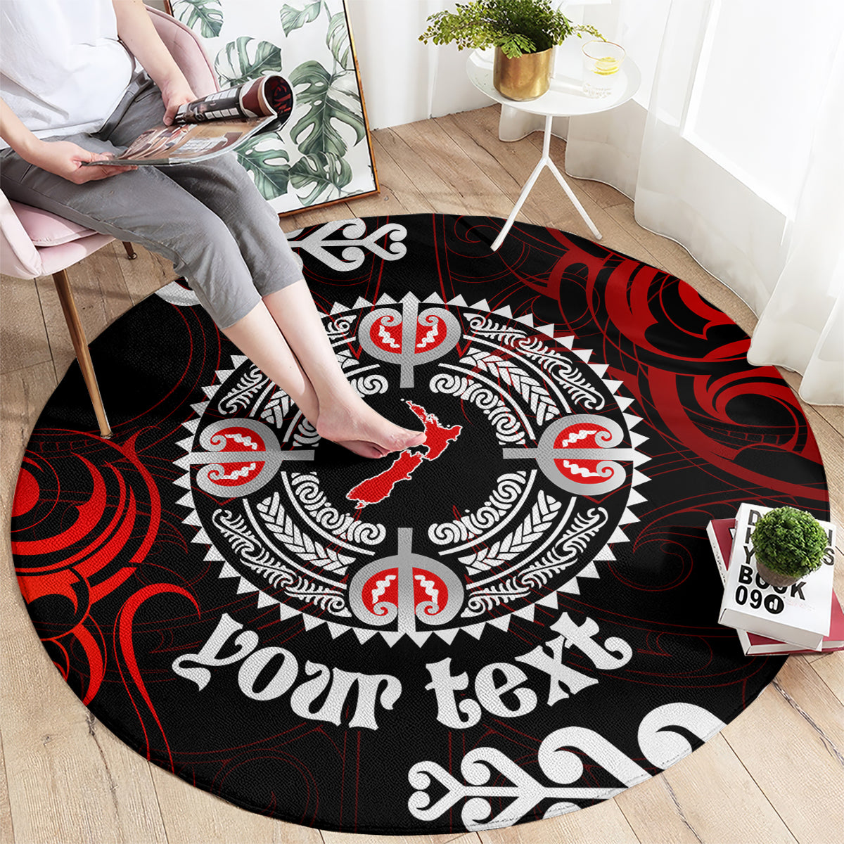 New Zealand Waitangi Day Personalised Round Carpet Aotearoa Te Ra O Waitangi With Maori Tattoo