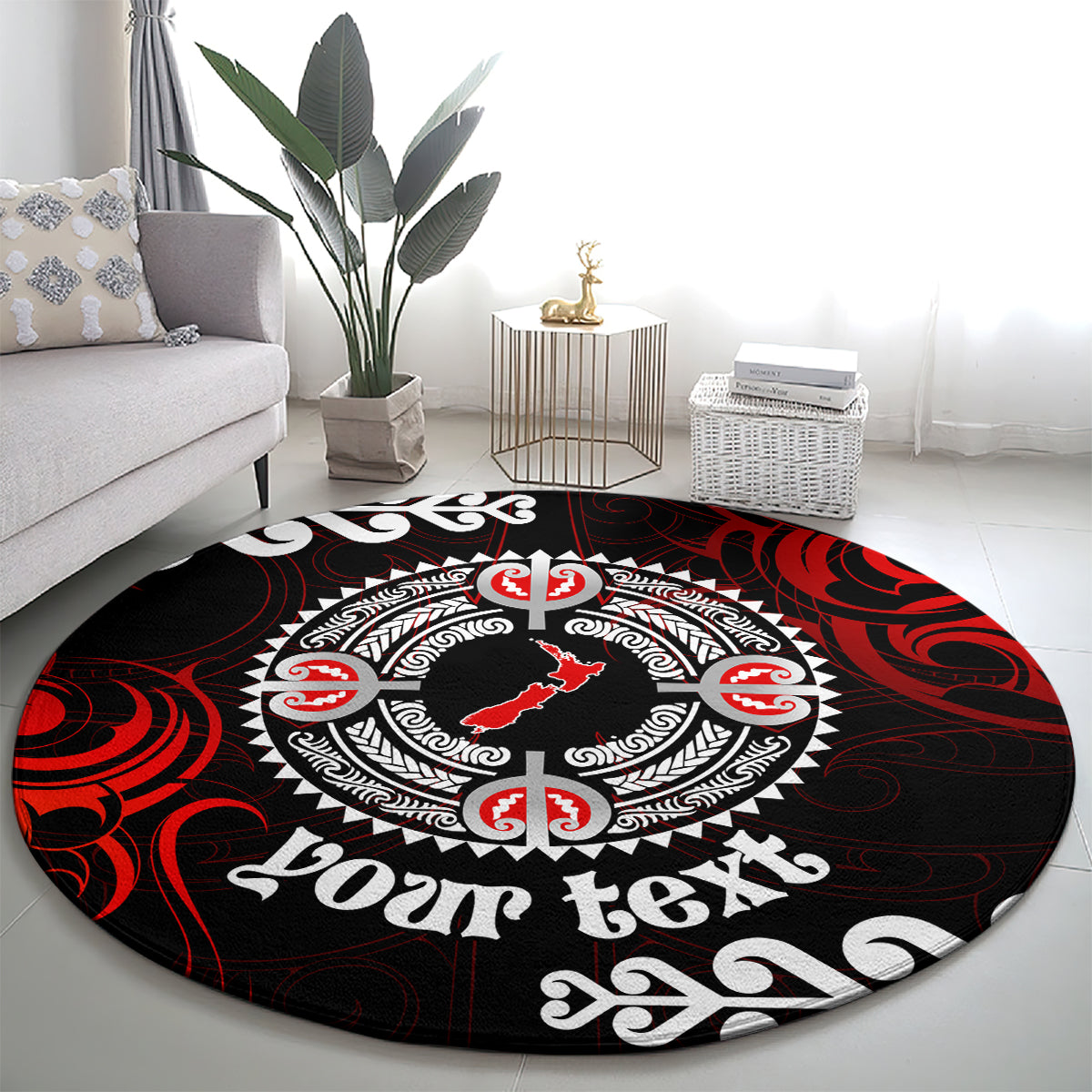 New Zealand Waitangi Day Personalised Round Carpet Aotearoa Te Ra O Waitangi With Maori Tattoo