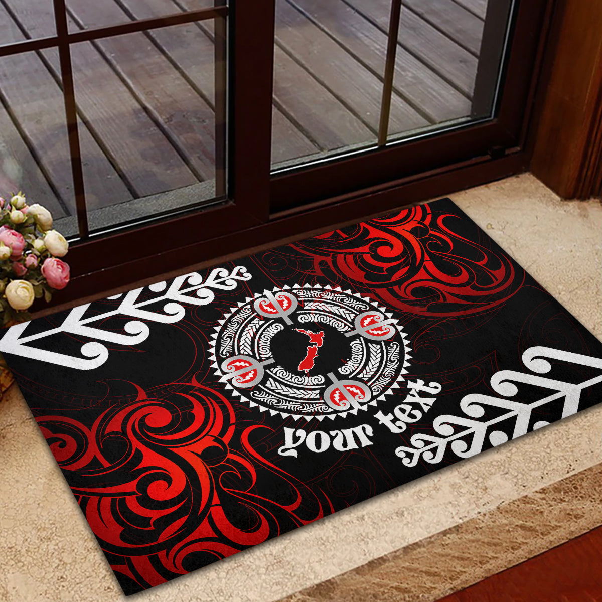 New Zealand Waitangi Day Personalised Rubber Doormat Aotearoa Te Ra O Waitangi With Maori Tattoo
