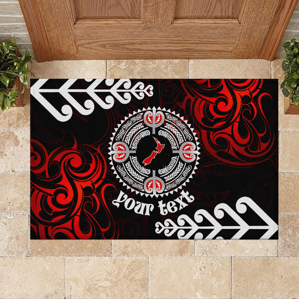 New Zealand Waitangi Day Personalised Rubber Doormat Aotearoa Te Ra O Waitangi With Maori Tattoo