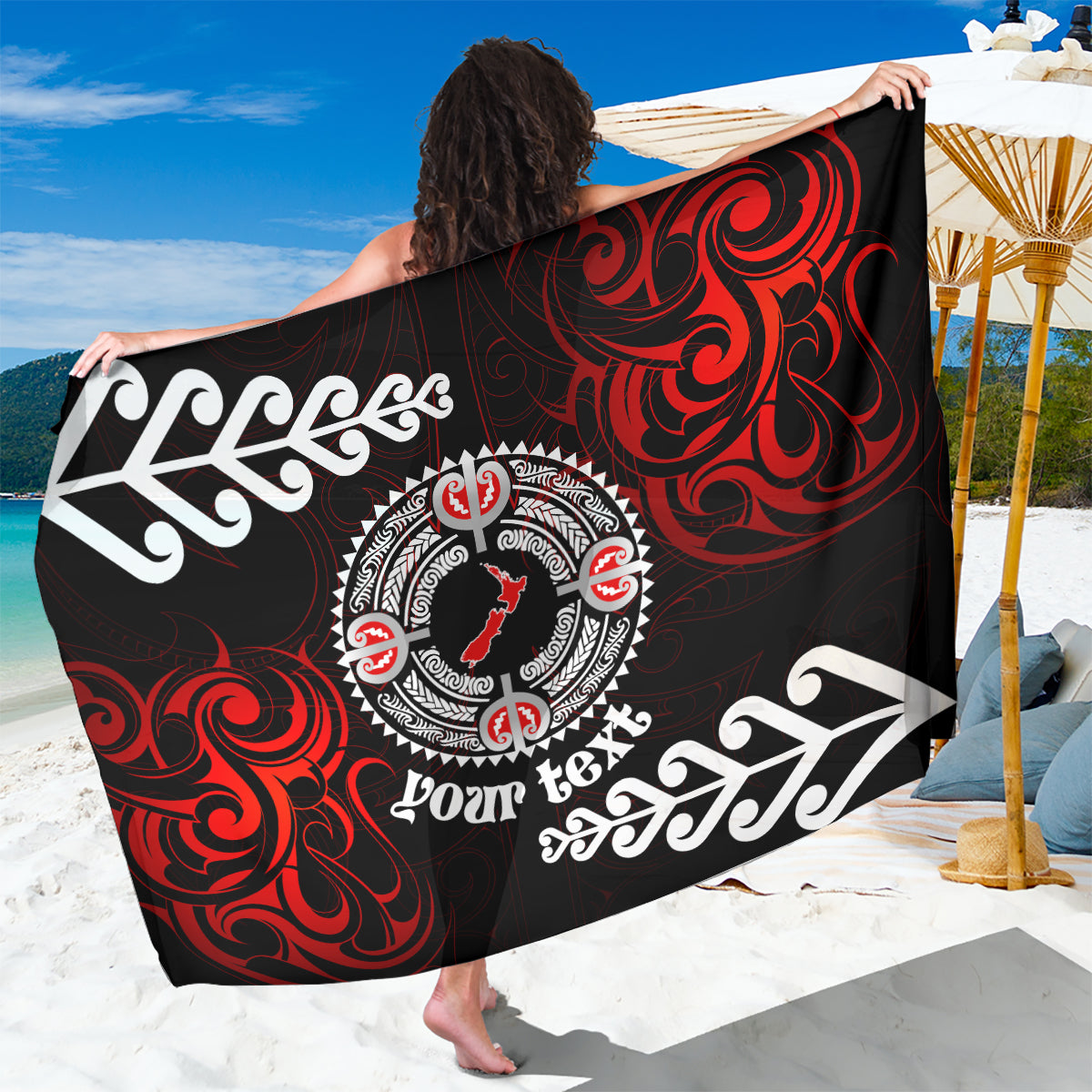 New Zealand Waitangi Day Personalised Sarong Aotearoa Te Ra O Waitangi With Maori Tattoo