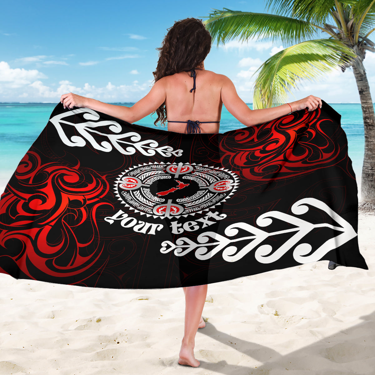New Zealand Waitangi Day Personalised Sarong Aotearoa Te Ra O Waitangi With Maori Tattoo