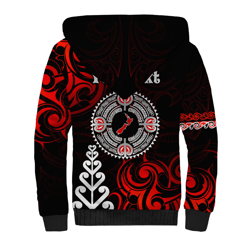 New Zealand Waitangi Day Personalised Sherpa Hoodie Aotearoa Te Ra O Waitangi With Maori Tattoo