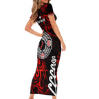 New Zealand Waitangi Day Personalised Short Sleeve Bodycon Dress Aotearoa Te Ra O Waitangi With Maori Tattoo