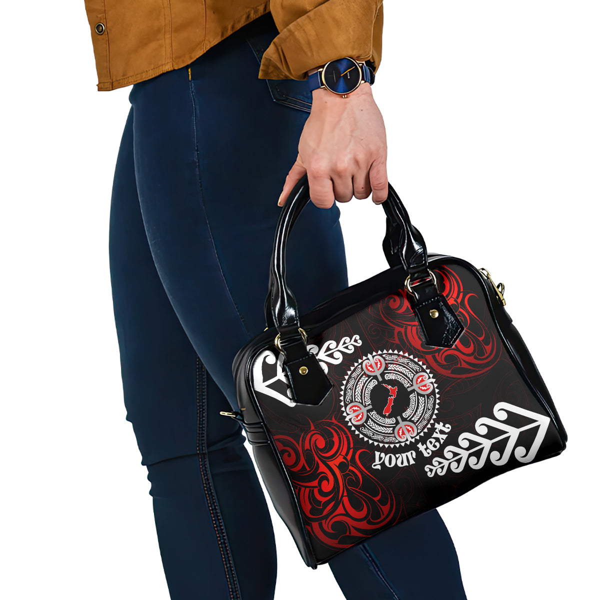 New Zealand Waitangi Day Personalised Shoulder Handbag Aotearoa Te Ra O Waitangi With Maori Tattoo