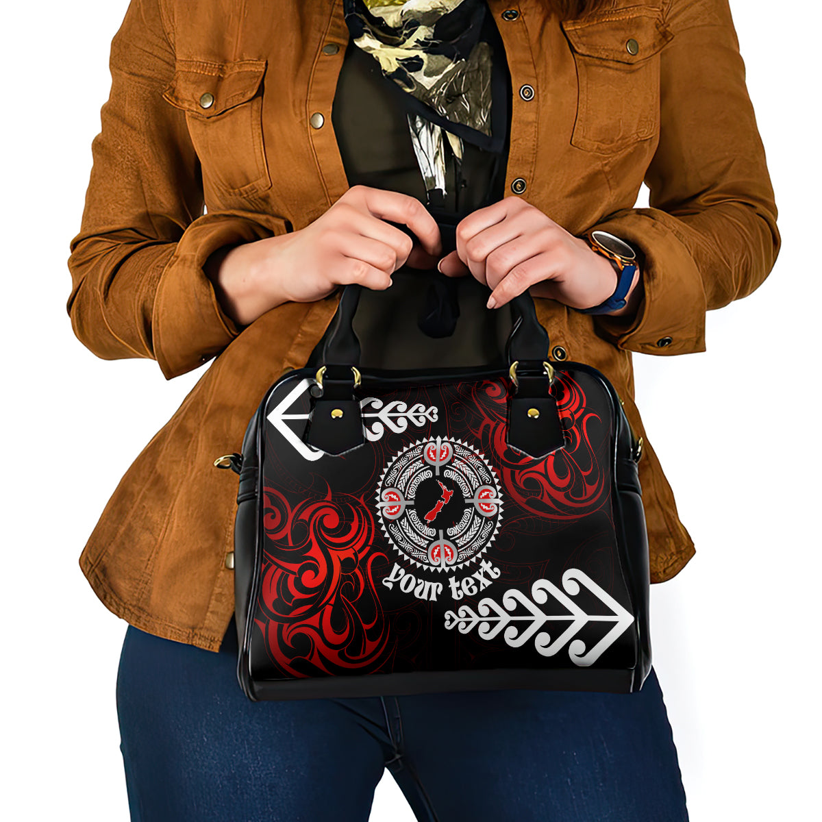 New Zealand Waitangi Day Personalised Shoulder Handbag Aotearoa Te Ra O Waitangi With Maori Tattoo