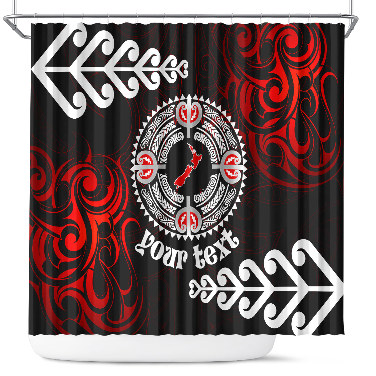 New Zealand Waitangi Day Personalised Shower Curtain Aotearoa Te Ra O Waitangi With Maori Tattoo