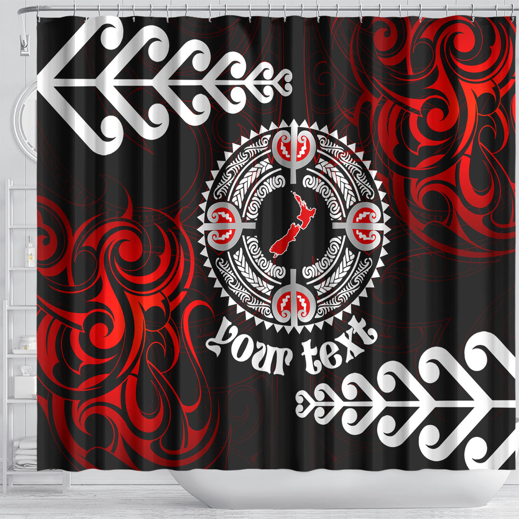 New Zealand Waitangi Day Personalised Shower Curtain Aotearoa Te Ra O Waitangi With Maori Tattoo