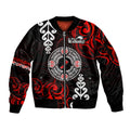 New Zealand Waitangi Day Personalised Sleeve Zip Bomber Jacket Aotearoa Te Ra O Waitangi With Maori Tattoo