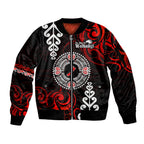 New Zealand Waitangi Day Personalised Sleeve Zip Bomber Jacket Aotearoa Te Ra O Waitangi With Maori Tattoo