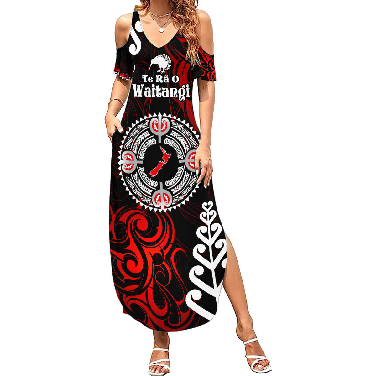 New Zealand Waitangi Day Personalised Summer Maxi Dress Aotearoa Te Ra O Waitangi With Maori Tattoo