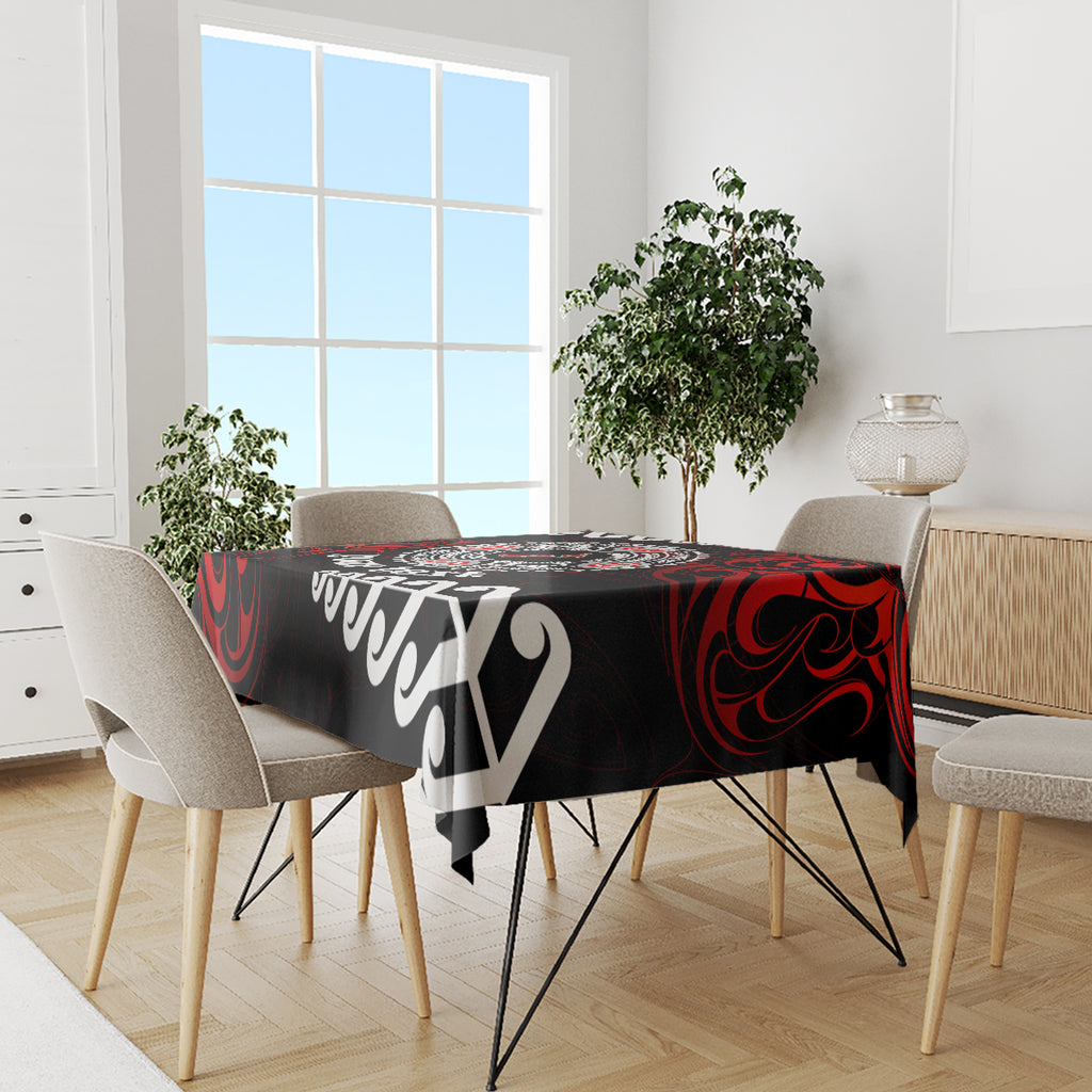 New Zealand Waitangi Day Personalised Tablecloth Aotearoa Te Ra O Waitangi With Maori Tattoo