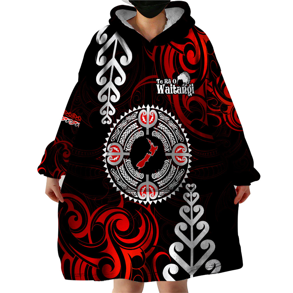 New Zealand Waitangi Day Personalised Wearable Blanket Hoodie Aotearoa Te Ra O Waitangi With Maori Tattoo