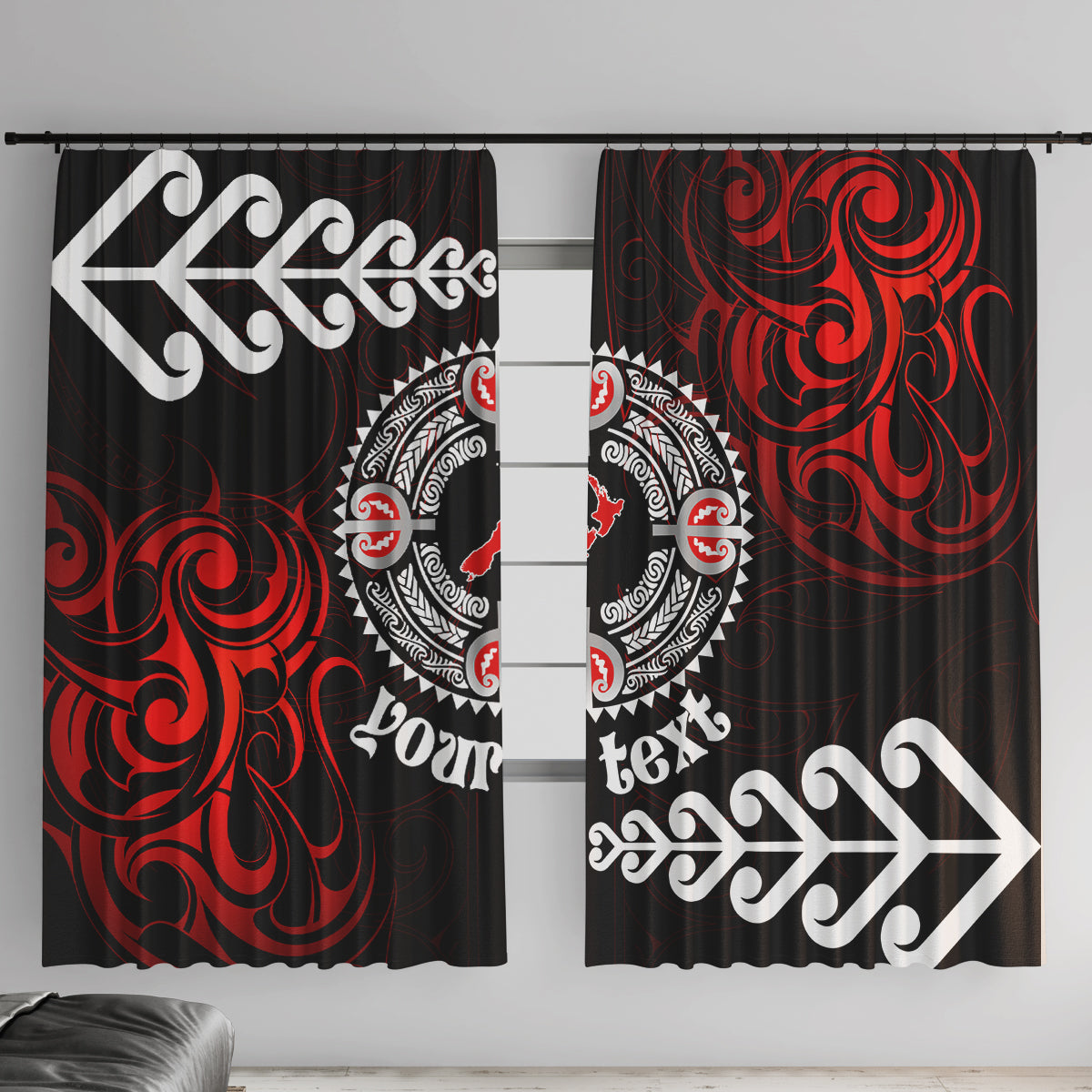 New Zealand Waitangi Day Personalised Window Curtain Aotearoa Te Ra O Waitangi With Maori Tattoo