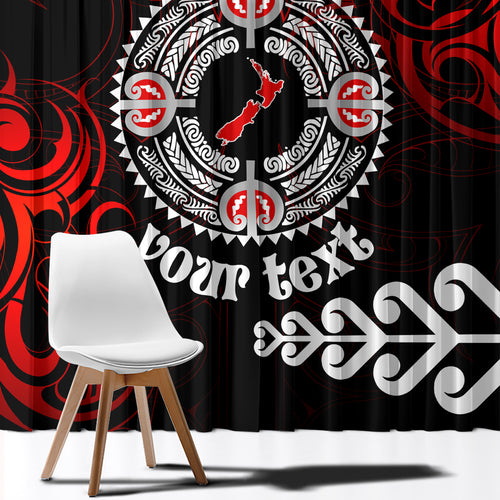 New Zealand Waitangi Day Personalised Window Curtain Aotearoa Te Ra O Waitangi With Maori Tattoo