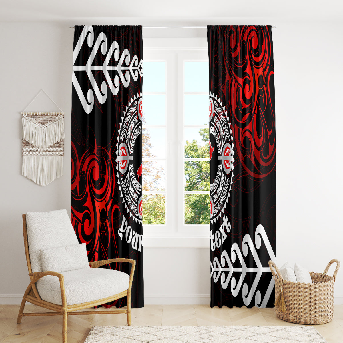 New Zealand Waitangi Day Personalised Window Curtain Aotearoa Te Ra O Waitangi With Maori Tattoo