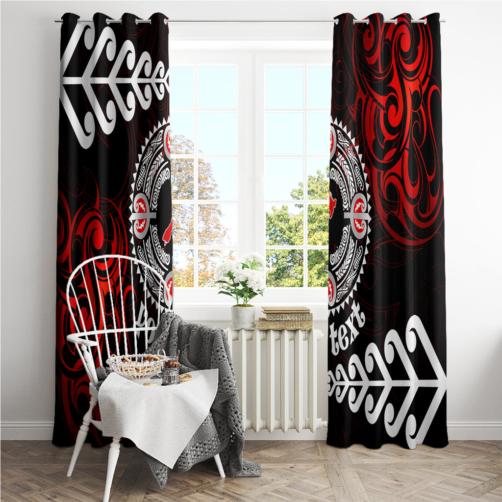 New Zealand Waitangi Day Personalised Window Curtain Aotearoa Te Ra O Waitangi With Maori Tattoo