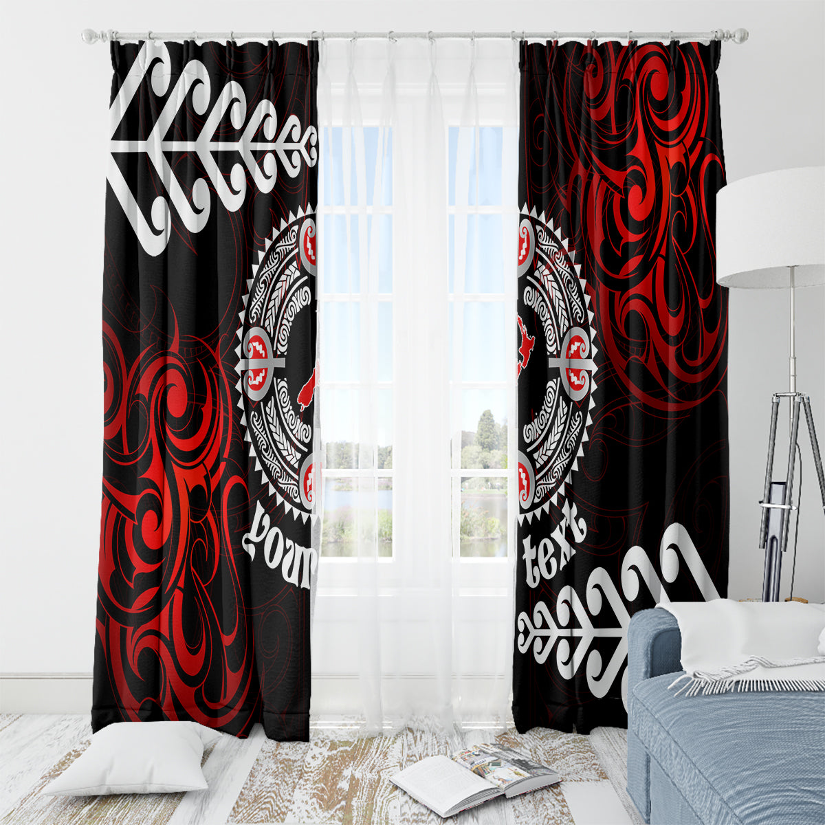 New Zealand Waitangi Day Personalised Window Curtain Aotearoa Te Ra O Waitangi With Maori Tattoo