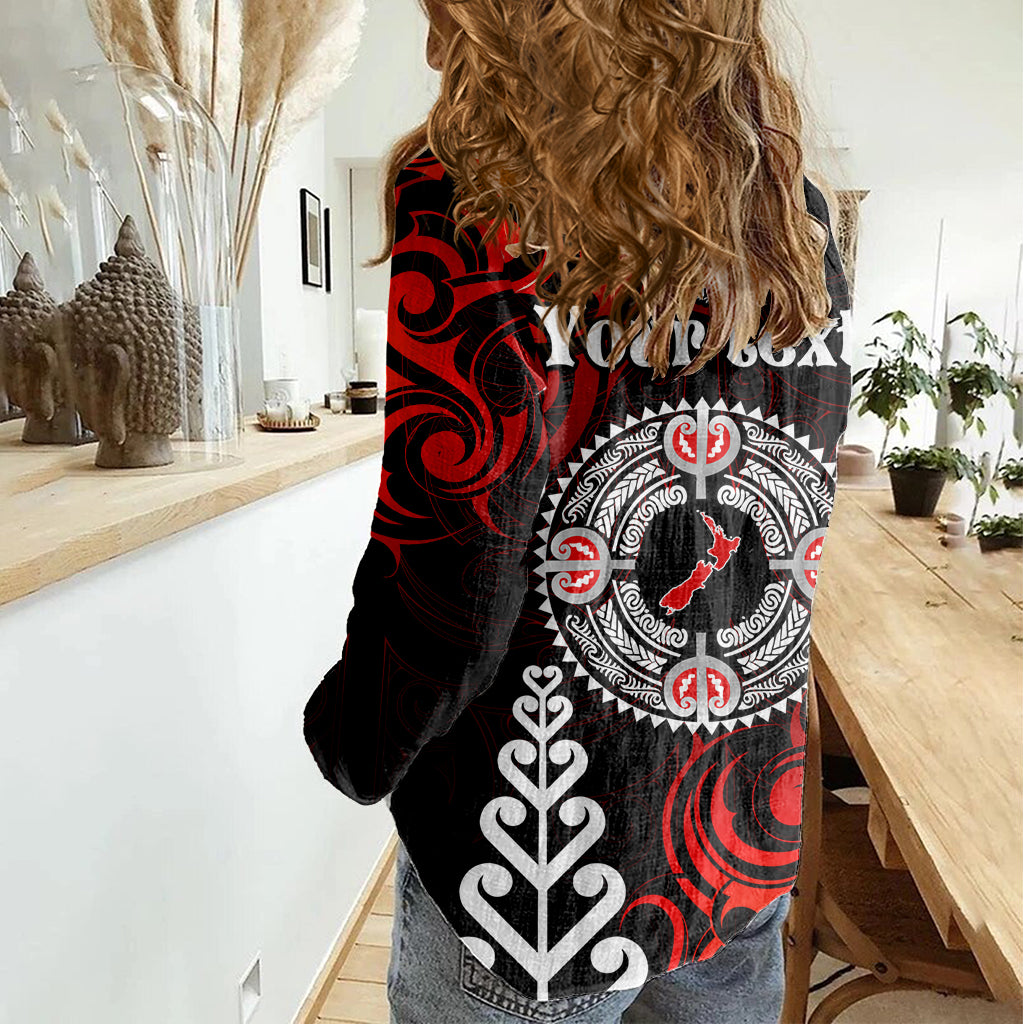 New Zealand Waitangi Day Personalised Women Casual Shirt Aotearoa Te Ra O Waitangi With Maori Tattoo
