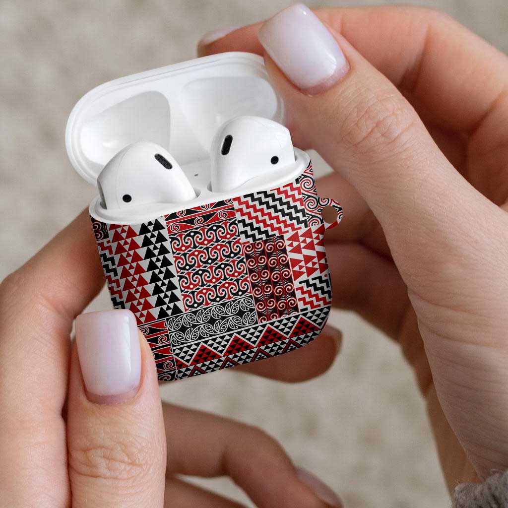 Aotearoa Kowhaiwhai Taniko Patchwork Motifs AirPods Case - Aussie Hoodie