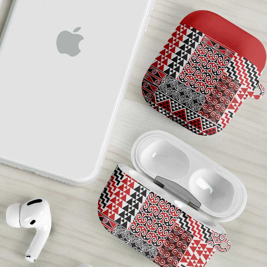 Aotearoa Kowhaiwhai Taniko Patchwork Motifs AirPods Case - Aussie Hoodie
