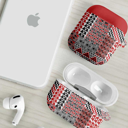 Aotearoa Kowhaiwhai Taniko Patchwork Motifs AirPods Case - Aussie Hoodie