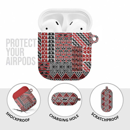 Aotearoa Kowhaiwhai Taniko Patchwork Motifs AirPods Case - Aussie Hoodie