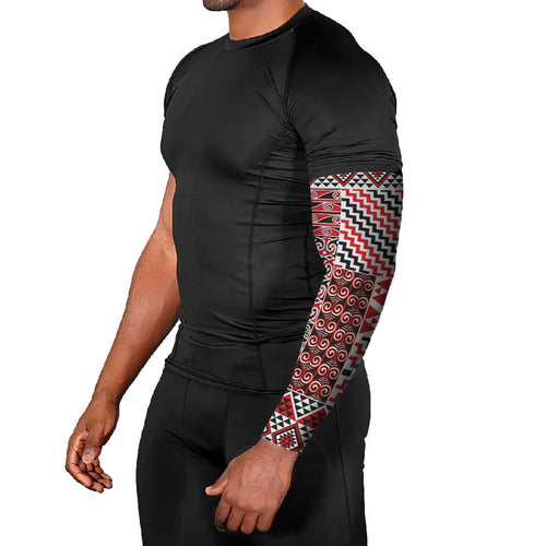 Aotearoa Kowhaiwhai Taniko Patchwork Motifs Arm Sleeves - Aussie Hoodie