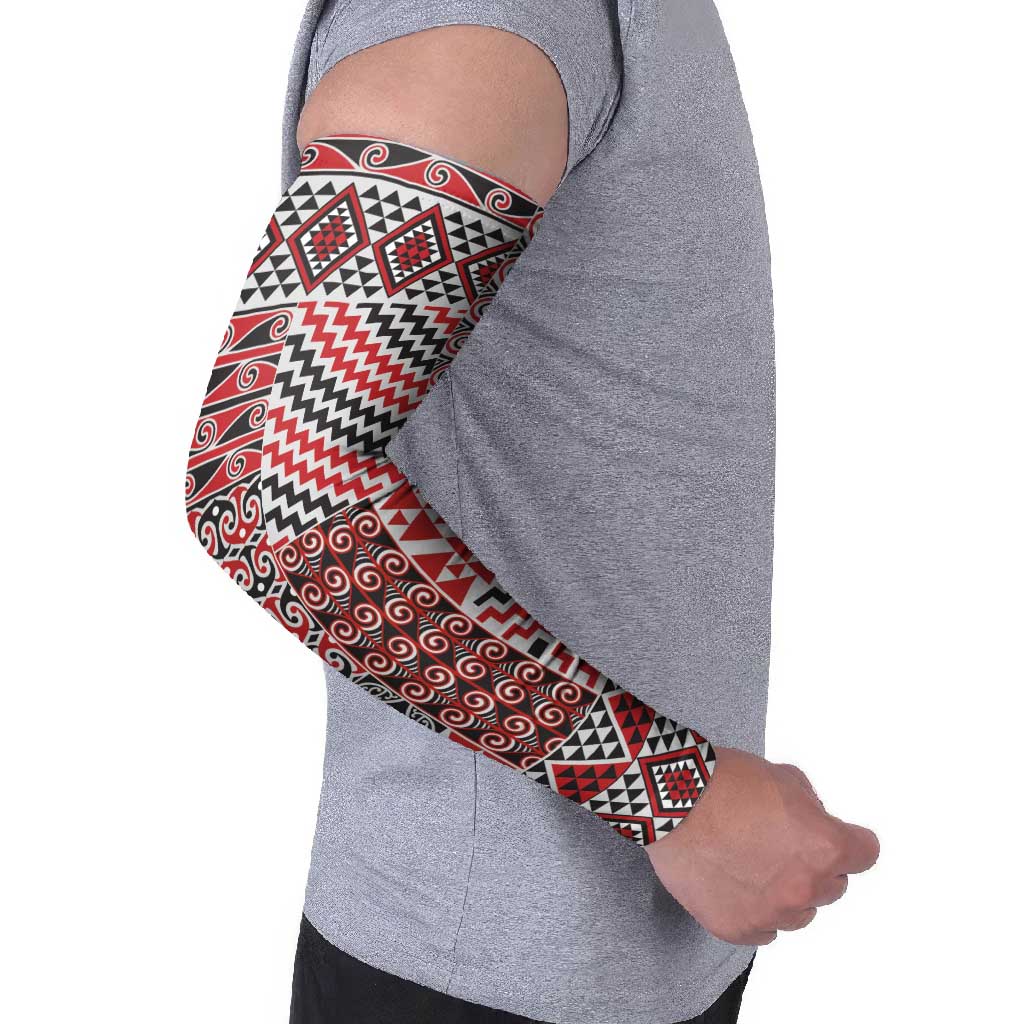 Aotearoa Kowhaiwhai Taniko Patchwork Motifs Arm Sleeves - Aussie Hoodie