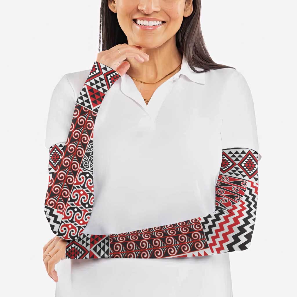Aotearoa Kowhaiwhai Taniko Patchwork Motifs Arm Sleeves - Aussie Hoodie