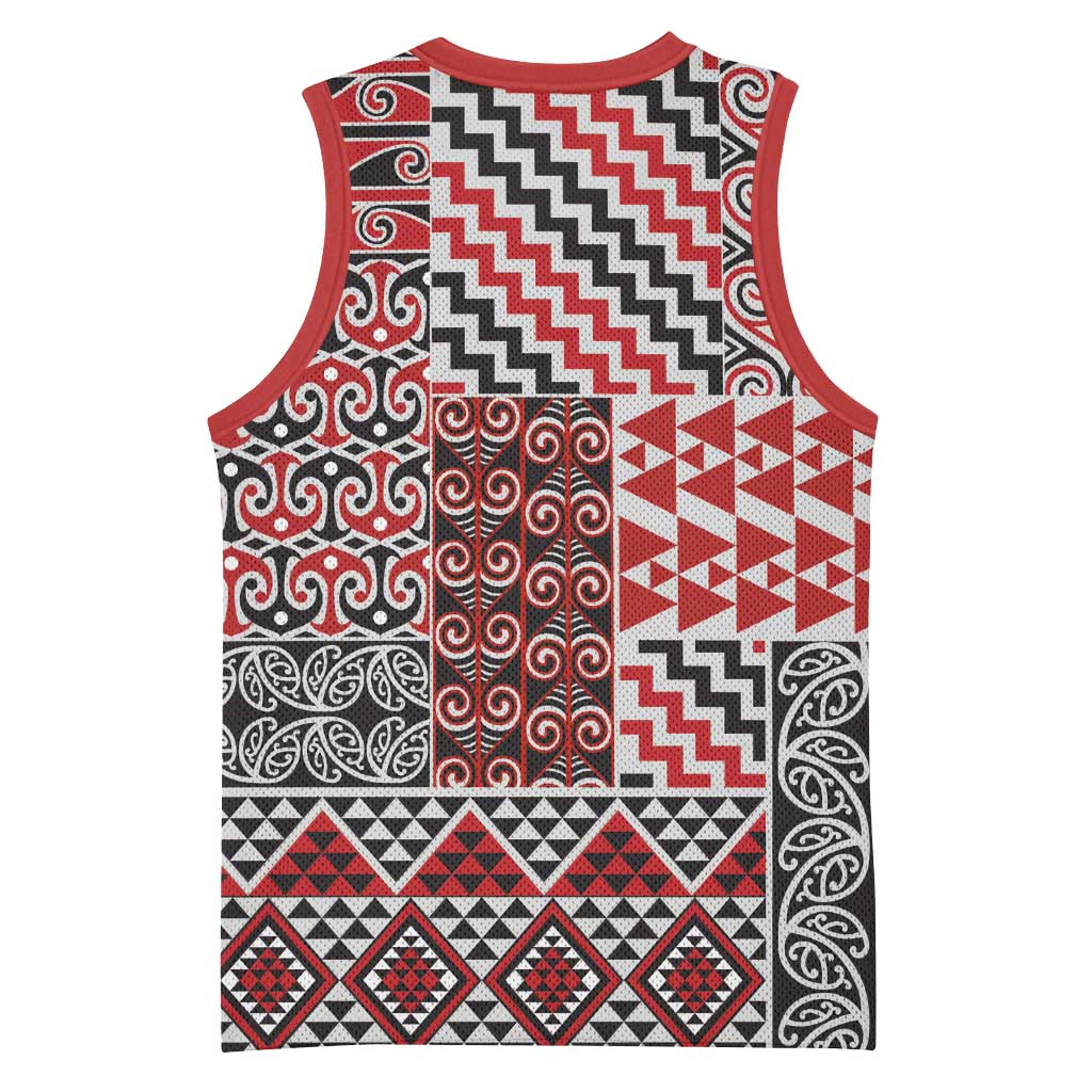 Aotearoa Kowhaiwhai Taniko Patchwork Motifs Basketball Jersey - Aussie Hoodie