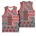 Aotearoa Kowhaiwhai Taniko Patchwork Motifs Basketball Jersey - Aussie Hoodie