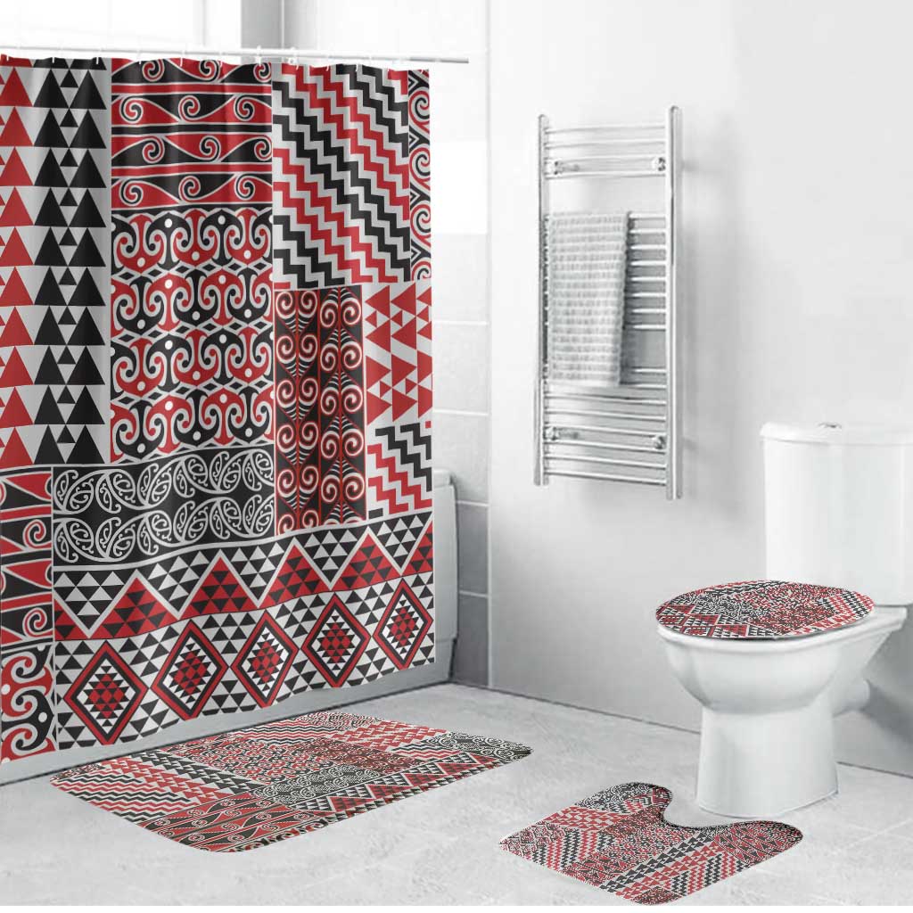 Aotearoa Kowhaiwhai Taniko Patchwork Motifs Bathroom Set - Aussie Hoodie